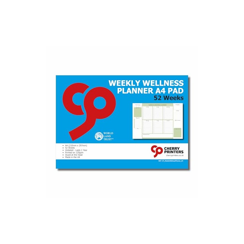 Cherry Weekly Wellness Planner A4 Pad | 52 Undated Sheets