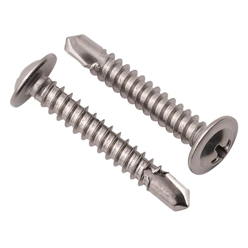 #8 x 1" (100 Pack) Stainless Steel Wafer Head Self