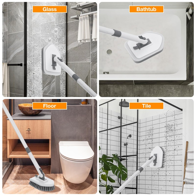 4 in 1 Shower Scrubber Cleaning Brush, Tub and Tile