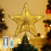 Lewondr Christmas Star Tree Topper, USB Powered Remote Controlled 6H Timer Tree Star with Lights and Sequins, Christmas Tree Topper Lighted for Home Holiday Xmas Tree Christmas Decoration, Gold