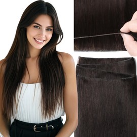 Loxxy Genius Weft Real Human Hair Sew in Hair Extensions Darkest Brown #2 Human Hair Genius Weft Hand Tied 60gram 22inch Sew in Human Hair Extension Natural Invisible Hair