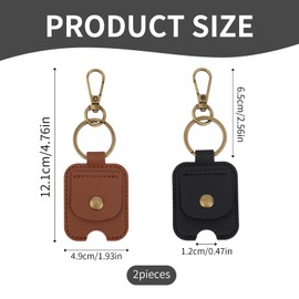 Penitue 2 Pcs Leather Car Key Cover, Durable PU Leather Broken Key Sleeve Case Holder Protector with Keychain for Men and Women Car & Home Keys (Black & Brown)