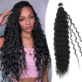 HUA Deep Wave Braiding Hair for Boho Braids 20 Inch Bulk Human Hair Mixed Synthetic for Braiding Long Curly Braiding Hair Bulk for Boho Braids Boho Hair for Braiding Crochet Hair 1 Bundle 100g