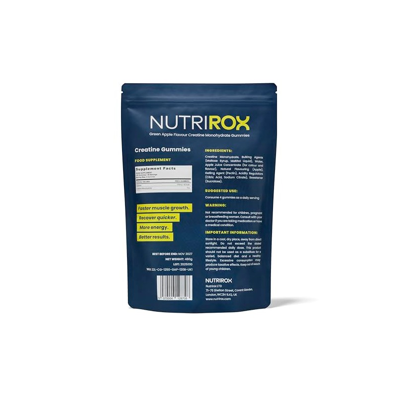 Creatine Gummies - 5000mg Creatine Monohydrate - Green Apple Flavour