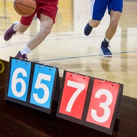 APORO Scoreboard Flipper 2 Digit Score Keeper,Portable Manual Flip Scoreboard Sports Score Board for ping Pong Basketball Volleyball Bocce, Coach & Referee Gear (1 Blue 1 Red)