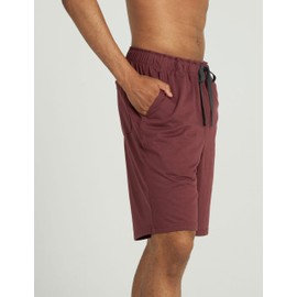 LAPASA 2 packs Men's Poly-cotton Lightweight Lounge Shorts M93 (M93 Black, Burgundy, X-Large)