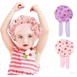 2 Stück Duschhaube Kinder Schlafmütze, Verstellbare Satinhaube Für Schlafende Kinder Mit Weichem, Breitem Band, Passend Für Natürliches Haar, Lockiges Haar Und Zöpfe, Passend Für Mädchen 4 bis 12