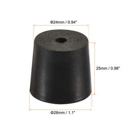 sourcing map Rubber Tapered Plug 24mm to 28mm with Hole Test Tubes Bungs Stopper Black for Lab Home 5 Pieces