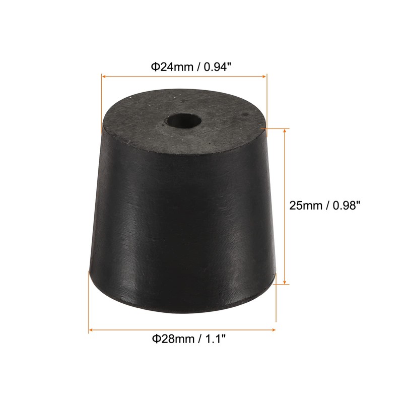 sourcing map Rubber Tapered Plug 24mm to 28mm with Hole