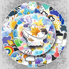 100 Pcs Cute Weather Vinyl Stickers,Cartoon Funny Graffiti Stickers,Vinyl Waterproof Decals for Kids Teens Girls,Phone Laptop Bottles Skateboard Computer Phone Luggage Guitar Gifts