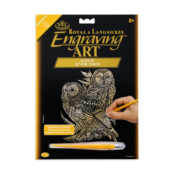 Royal & Langnickel Gold Engraving Art A4 Size Owls Designed