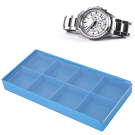 Cimenn Watch Parts Storage Box Organizer, Plastic Watch Storage Tray, Blue, 18 Grid, Modern Style, Table Top, Latch Closure