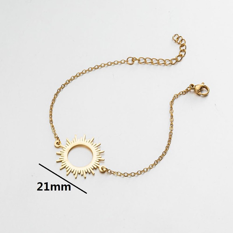 MYANAIL Stainless Steel Sun Bracelet Jewelry Sunshine Circle Chain Bracelet