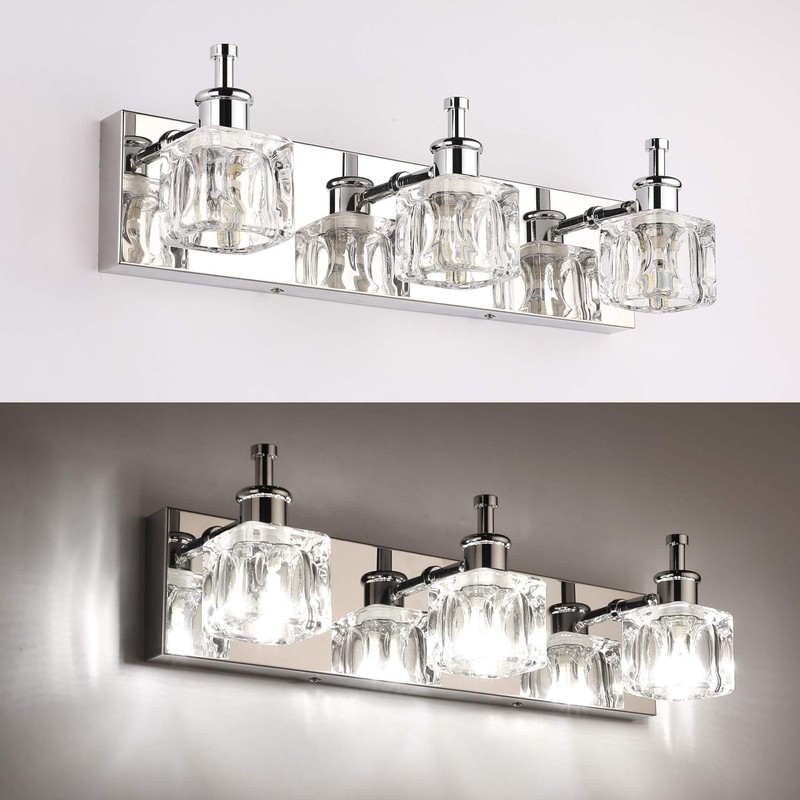 PRESDE 3 Light Bathroom Vanity Lights Modern Chrome Bathroom Lights