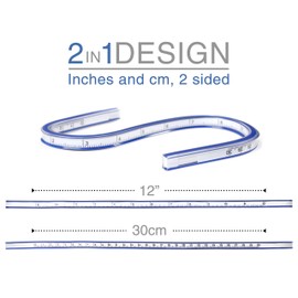 VVIViD 12 Inch Flexible Curve Fabric & Design Tape Measure Ruler