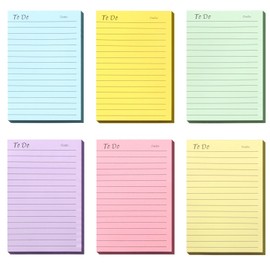 newplenty Newplenty To Do Liste Haftnotizen Notizzettel, Linierte Sticky Notes, Selbstklebende Klebezettel, Bunt Notizblöcke für Schule, Büro, Hause (10x15cm)