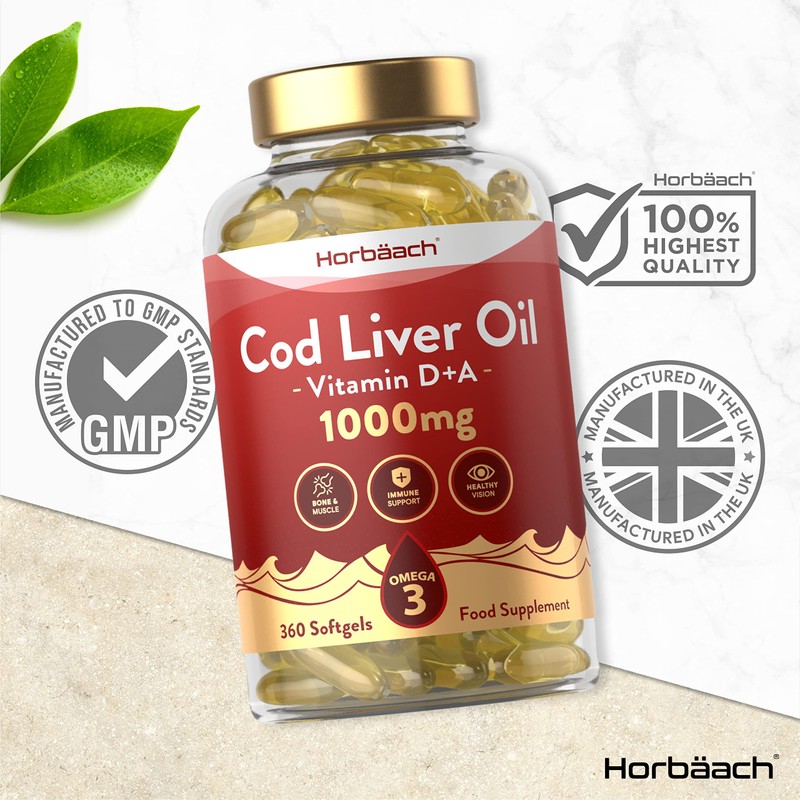 Cod Liver Oil Supplement 1000mg | 360 Softgels | with