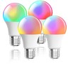 LEDGUHON 4-Pack 9W E27 Smart Light Bulb, RGBWW 16M Colors,