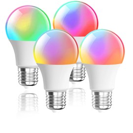 LEDGUHON 4-Pack 9W E27 Smart Light Bulb, RGBWW 16M Colors, Rhythm Sync & Voice Control, Dimmable 800LM, Compatible with Alexa/Google Home, Gaming Immersion, Bedroom Ambiance & Party Beat