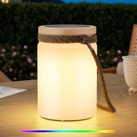 uuffoo Solar Table Lamp Lantern LED Outdoor Cordless IP44 RGB and Warm White Dimmable for Patio Camping Restaurant Terrace​​