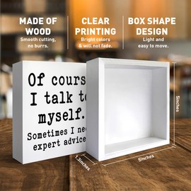 Funny Office Desk Decor Wooden Sign, Funny Office Home Decoration for Work Women Men, Gifts for Coworker Colleague Boss, Of Course I Talk to Myself