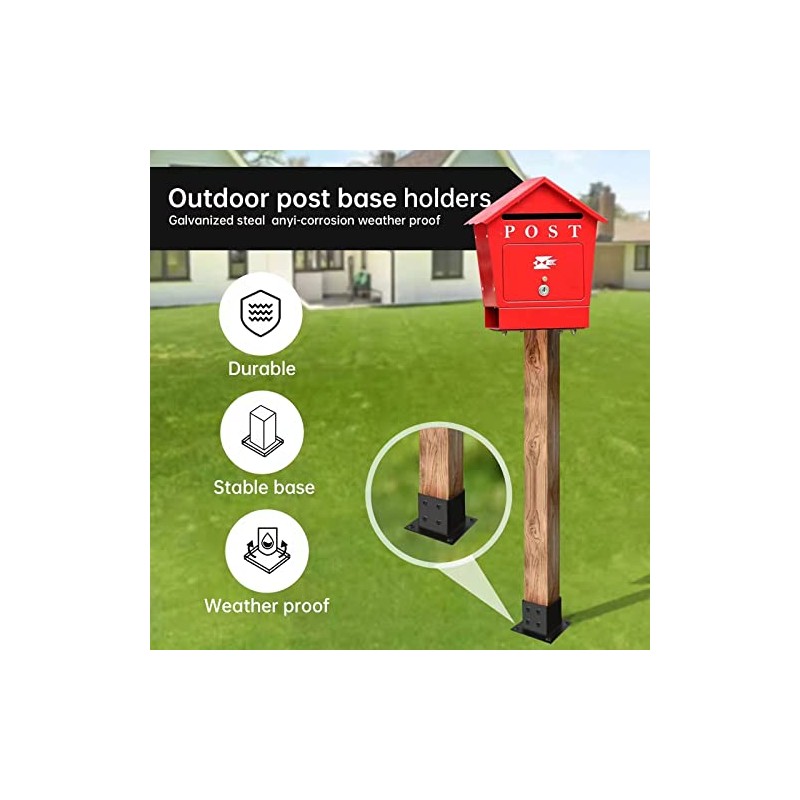 4×4 Post Base 4 Pcs,Deck Post Brackets,Inner Size 3.5"x3.5" Thick