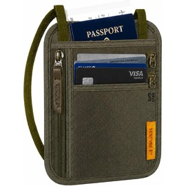 VENTURE 4TH Portadocumentos de Cuello Cartera de Viaje con Tecnología RFID Portapasaporte (Verde)