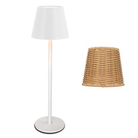 Mr. White Outdoor Waterproof Cordless Wireless Rechargeable Portable Top Touch Battery Operated Powered LED Table Lamp Desk Lamp Lights for Restaurant Kitchen Patio Dinner Dining (White)