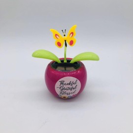 2Pcs Purple Solar Power Flip Flap Flower Insect for Car Decoration Swing Dancing Flower Eco-Friendly Bobblehead Solar Dancing Flowers in Colorful Pots Car Solar Flower, Learning and Education