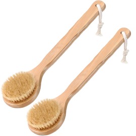 2pcs Cepillo Corporal para Masaje, Exfoliante de Baño de Cerdas, Naturales para Eliminar las Toxinas de la Piel Muerta para Cuerpo Seco, Ayuda al Tratamiento de Celulitis (C)