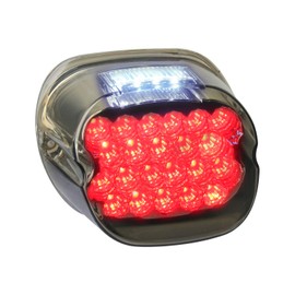 NTHREEAUTO LED Tail Light Silver FL Smoked Layback Brake Taillights Compatible with Harley Dyna, FLST, FXSTB, FXST, Touring Models