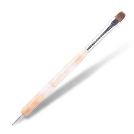 Rolabling 2-Way French Tip Brush Kolinsky Sable Gel Nail Brush for French Tip with Dotting Tool Manicure Design Nail Art Tool Suitable for Nail Drawing and DIY at Home (Size 4)