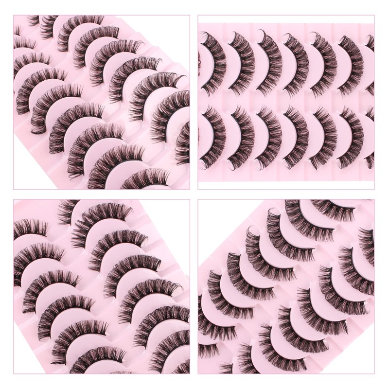 Oreola False Eyelashes, 10 Pairs, Russian Strip Lashes, D Curl