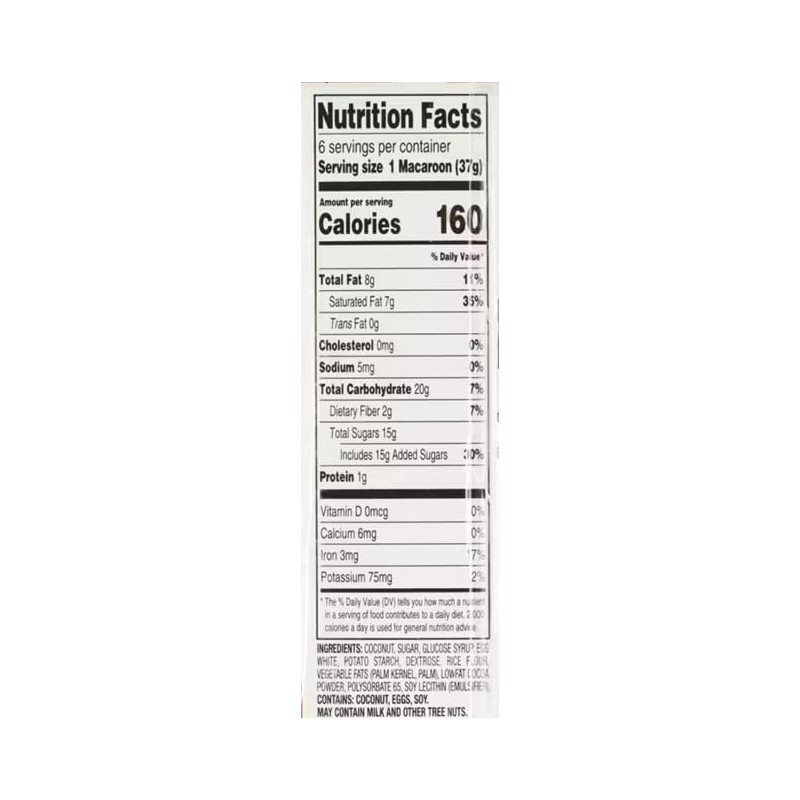 Belgian Chocolate Coconut Macaroons Jumbo 7.8oz Pack, Real Cocoa -