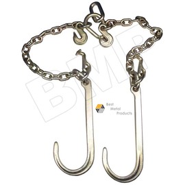 V Type Tow Chain J Hook 2´ Chain V Bridle 3/8 Grab Hook 15" Leg Mini J Hook Wrecker Truck Trailer TIE Tow Cable Tractor CAR Carrier Hauler Construction 0900134