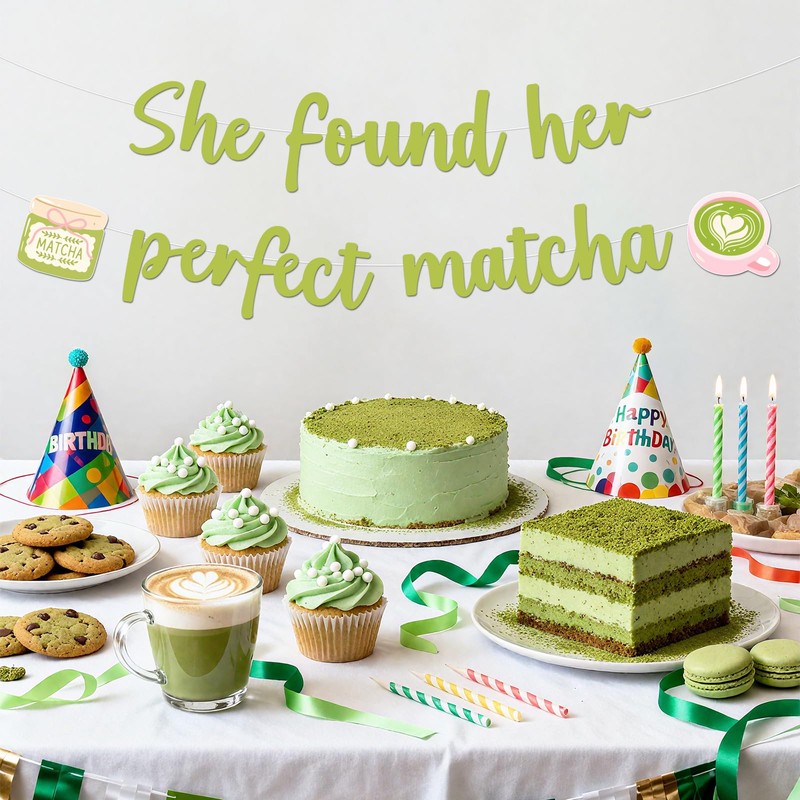 She Found Her Perfect Matcha Banner Matcha Lover Party Decorations