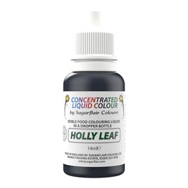 Sugarflair Holly Leaf Liquid Food Colouring Droplet For Colouring Royal Icing, Sugarpaste Buttercream, Sugarpaste Also For Painting & Can Be Used With An Airbrush - 14ml