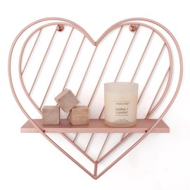 SUMGAR Floating Shelves Rose Gold Heart Shelf for Wall Mounted Pink Bathroom Bedroom Living Room Decorative Organiser Display & Storage Unit