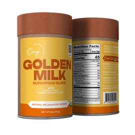 OMG Superfoods Organic Golden Milk – Turmeric Coconut Latte Mix with Cinnamon, Black Pepper, and Monk Fruit. Vegan-Friendly. Transparent Superfood Blend.