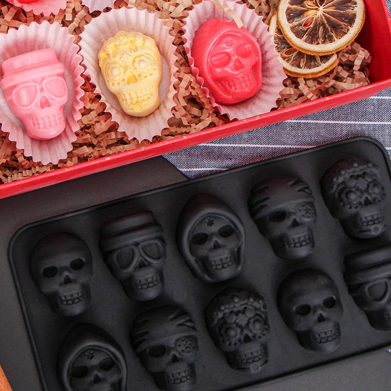 Webake Skull Chocolate Mold with 5 Different Shapes, Silicone Skeleton