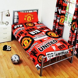 Manchester United FC Reversible Manchester United FC Duvet Cover Set for Child/Boy Cama individual red