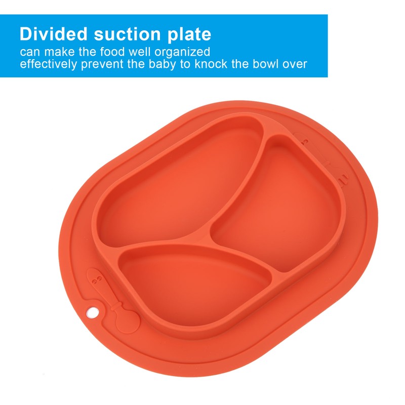 Divided Baby Plate Sucker Suction Cup AntiDrop Bowl Silicone Skidproof