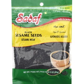 Sadaf Black Sesame Seeds - Sesame Seeds for Cooking and Food Flavoring - Spice Mediterranean Cuisine - Semillas de Ajonjoli - Kosher - 3 Oz Resealable Bag