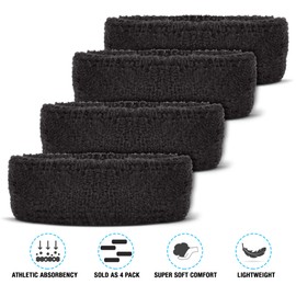 Suddora 1" Bicep Band Armband/Wristband [4-Pack] (Black)