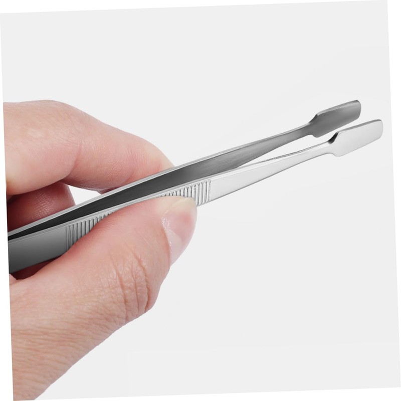 Healeved 4pcs Precision Stainless Steel Tweezers Flat Tips Collector Tools