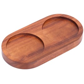 Salt and Pepper Grinder Mill Tray, 2 Partitions Pepper Mill Holder General Wooden Salt Rest Stand Condiments Organizer for Kitchen Home Supply