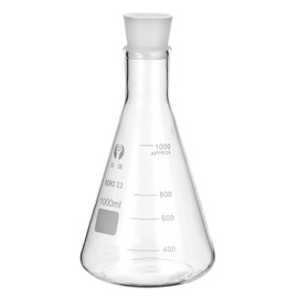 PATIKIL Erlenmeyer Flask, 1000ml 33.8oz Narrow Mouth Graduated Flasks with Silicone Stopper Borosilicate Glass Flasks with Printed Graduation for Lab Experiment Chemistry Science