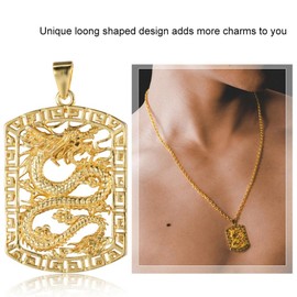 Pendant for Men Gold Plated Square Hollow Carved Dragon Pendants Only Jewelry Gifts for Man