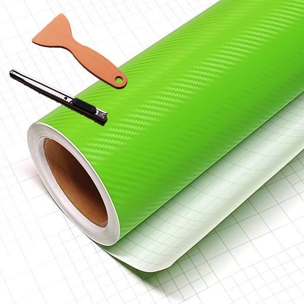 DIYAH 3D Green Carbon Fiber Film Twill Weave Vinyl Sheet