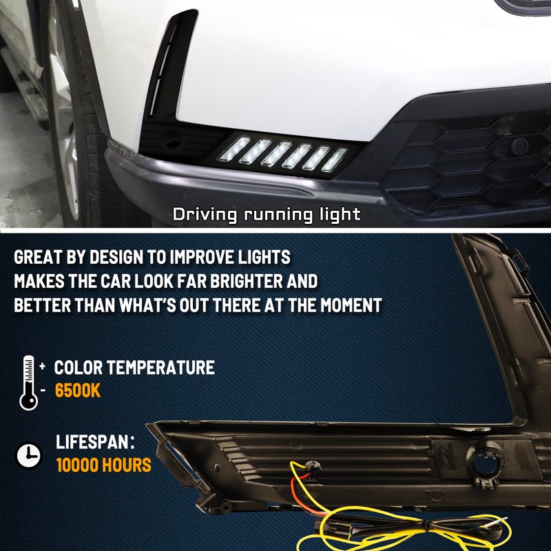 GEEGEETOP Switchback White/Amber Front Bumper Fog Daytime LED Running Light